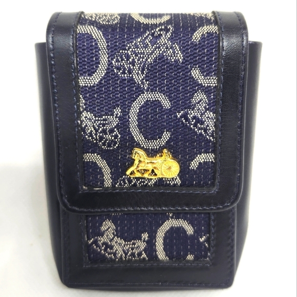 Celine Cigarette/Accessory Case C Macadam Carriage in Navy Blue Canvas - Picture 1 of 10